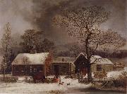 George Henry Durrie Winter Scene in New Haven,Connecticut oil painting reproduction